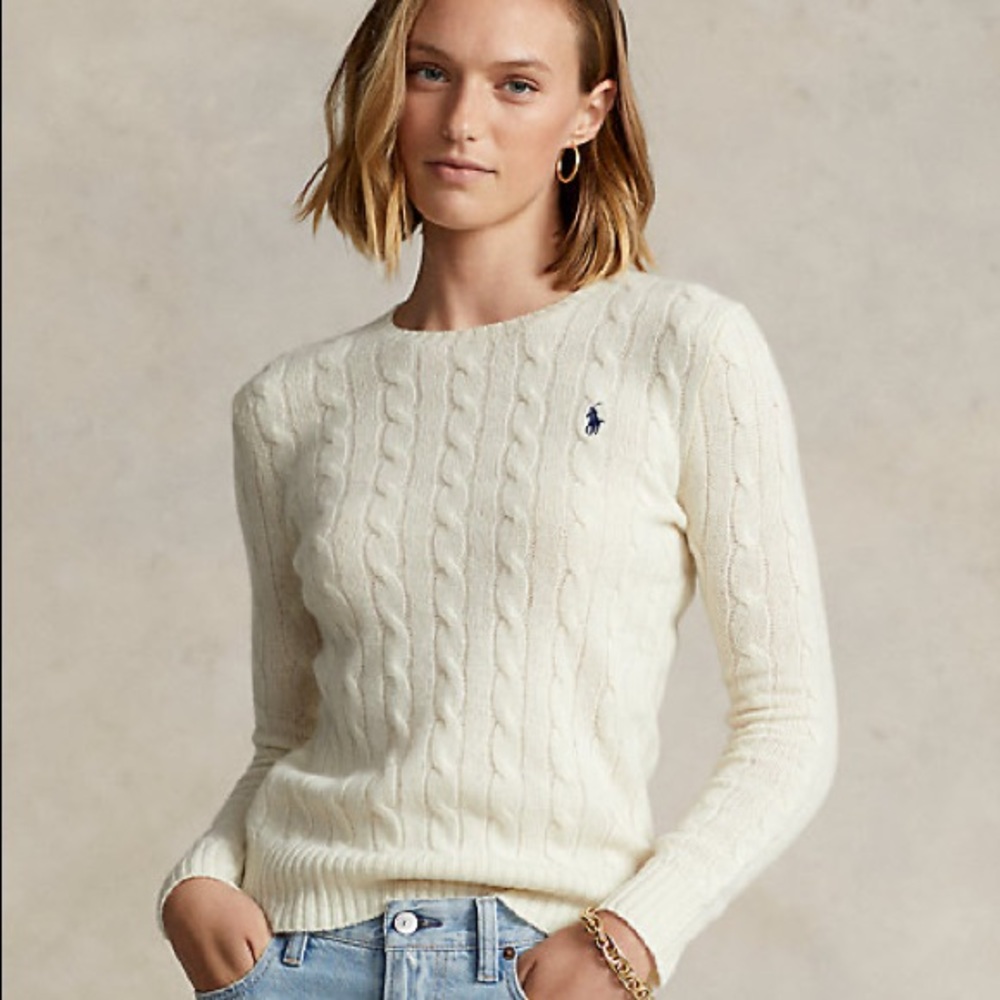 Ralph Lauren Cable Wool-Cashmere Crewneck Sweater